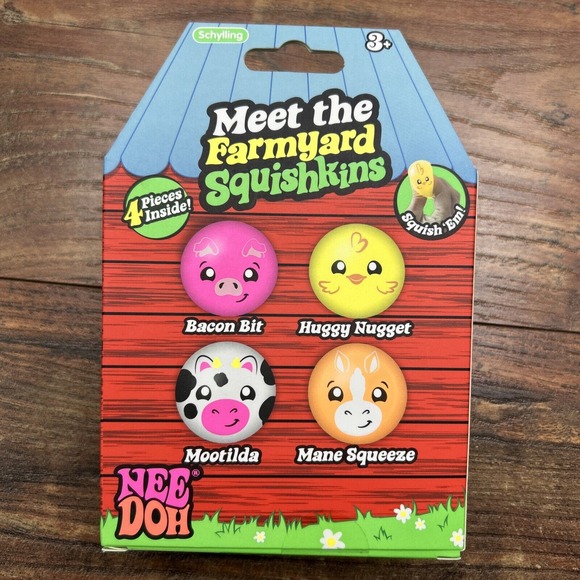 Nee Doh Farmyard Squishkins Animals Pig, Cow, Chicken, Horse NeeDoh 4 Pieces NEW - Picture 7 of 10